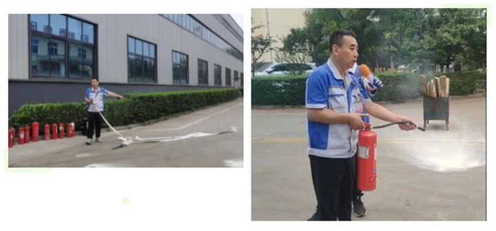 隨后，集團(tuán)消防安全員為廣大職工講解滅火器和消防水槍的使用方法，并現(xiàn)場(chǎng)演示。廣大員工積極參與到教學(xué)演練當(dāng)中，進(jìn)一步鞏固消防培訓(xùn)知識(shí)。